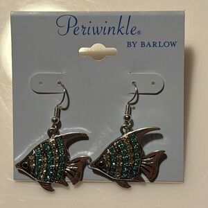 Periwinkle by Barlow Fish Earrings Rhinestones NEW